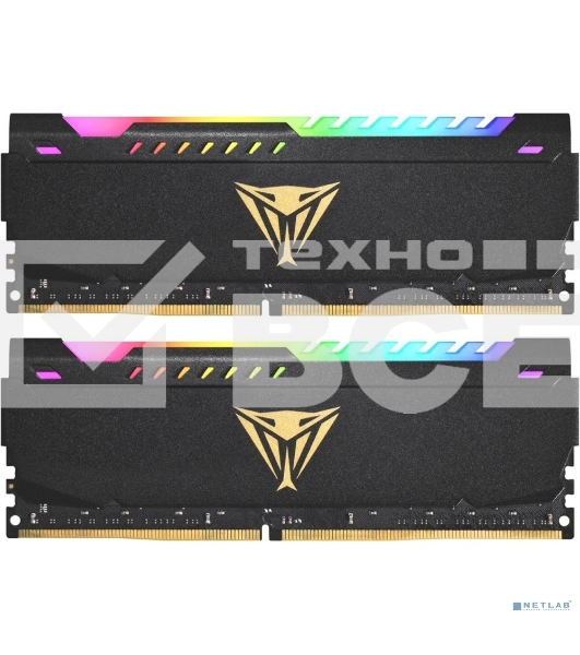 Оперативная память Patriot Viper Steel, DDR4, 32GB (2x16GB), 3200MHz, CL18, с радиатором, RGB, черный