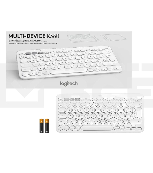 Клавиатура Logitech K380 беспроводная, Bluetooth, белый