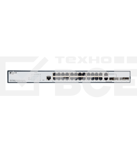 Коммутатор ORIGO Managed L2 Switch 24x1000Base-T PoE, 2x1000Base-X SFP, 2xCombo 1000Base-T/SFP, PoE Budget 250W, RJ45 Console, 19