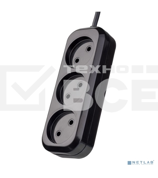 Сетевой удлинитель Perfeo без заземления 'RU POWER', PF_B4066 (3,0 м, 3 розетки, черный (Р16-012))