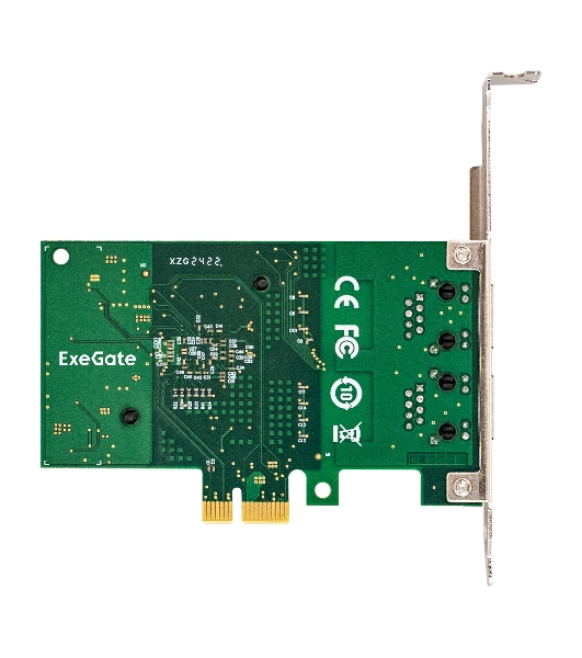 Сетевой адаптер ExeGate EXE-I350-T2v1 (PCI-E x1, порты 2xRJ45 (медные), 10/100/1000Mbps, Gigabit NIC Intel Chipset NHI350AM2)
