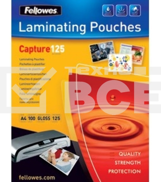 Пленка для ламинирования Fellowes, 125 мкм, Credit Card (54х86 мм), 100 шт., глянцевая(FS-53063)