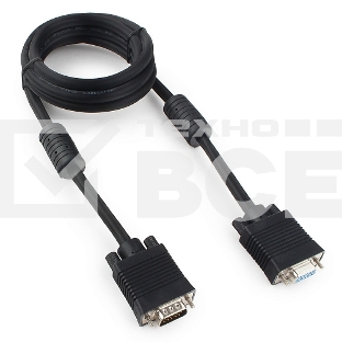Кабель Gembird/Cablexpert CC-PPVGAX-6B, Кабель удлинитель VGA Premium , 15M/15F, 1.8м, чёрный, тройной экран, феррит.кольца  