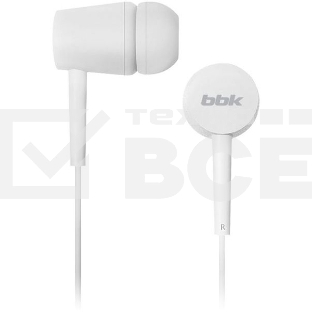 Наушники вкладыши BBK EP-1002S 1.2м белый проводные (в ушной раковине)