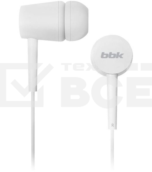 Наушники вкладыши BBK EP-1002S 1.2м белый проводные (в ушной раковине)
