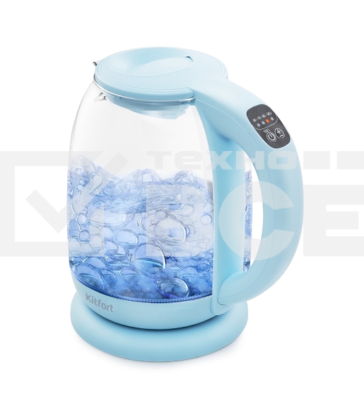 Чайник электрический Kitfort КТ-640-1 1.7л. 2200Вт голубой (корпус: пластик/стекло)