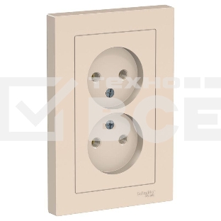 Розетка 2-м ATLAS DESIGN без заземл. 16А в сборе беж. SchE ATN000220