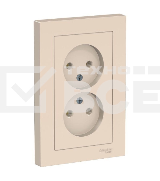 Розетка 2-м ATLAS DESIGN без заземл. 16А в сборе беж. SchE ATN000220