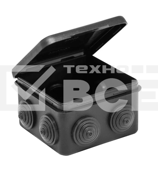 Коробка распределительная ОП 80х80х50мм (откид. крышка)УХЛ1 IP54 черный Ruvinil 67040МЧ