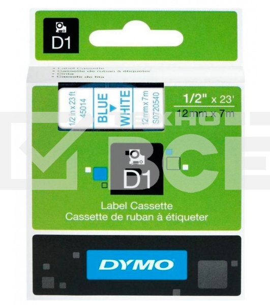 Картридж ленточный Dymo D1 S0720540 белый/синий для Dymo