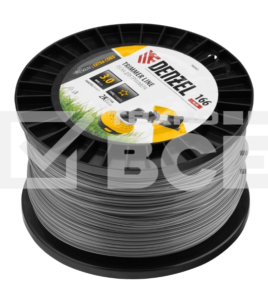 Леска для триммера двухкомпонентная звезда, 3,0мм х 166м, на DIN катушке EXTRA CORD Denzel