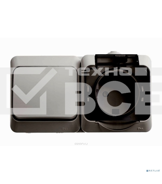 Блок ОП Этюд (1-кл. выкл. + евророз. защ. шторки) IP44 бел. SchE BPA16-241B