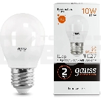 Светодиодная лампа GAUSS 53210 LED Elementary Шар 10W E27 880lm 3000K 1/10/100 0, фото3
