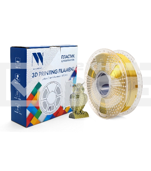 Филамент NVPRINT Silk PLA+  Black/Gold   для 3D печати диаметр 1.75мм  длина 330 метров  масса 1 кг