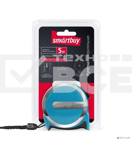 Рулетка измерительная Smartbuy SBT-MTP-525P3, 5мх25мм, пластиковый ударопрочный корпус,  усиленный зацеп, Smartbuy Tools