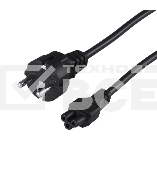 Шнур сетевой Rexant евровилка–евроразъем С5, кабель 3x0,5мм², 3м, для питания ноутбука (пакет ПВХ)