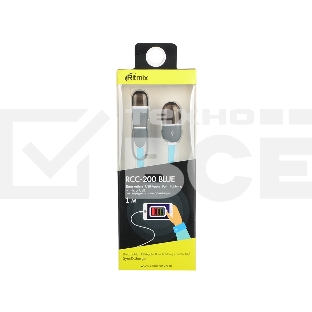 Кабель 2в1 MicroUSB+Lightning 8pin-USB Ritmix RCC-200 Blue для синхронизации/зарядки, 1м