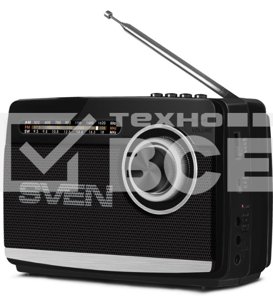Радиоприёмник SVEN SRP-535 чёрный (3 Вт, FM/AM/SW, USB, SD/microSD, 900 мАч, 2 х D/UM, фонарь)