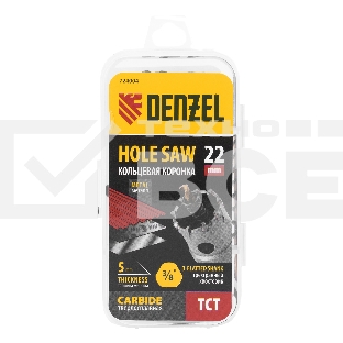 Коронка по металлу твердосплавная, 22 мм Denzel