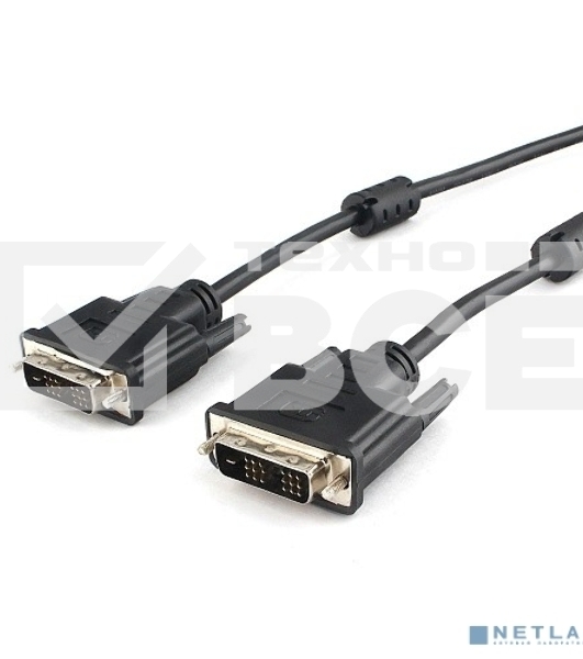 Кабель DVI-D single link Cablexpert CC-DVIL-BK-6, 19M/19M, 1.8м, CCS, черный, экран, феррит.кольца, пакет