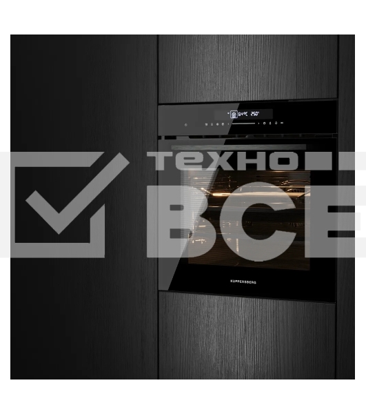 Встраиваемый духовой шкаф Kuppersberg HT 613 Black, High-Tech, объем 72 л, 12 режимов работы, быстрый нагрев, телескопические направляющие, доводчик двери, таймер, термощуп, 3 стекла в дверце, сенсорное управление, блокировка от детей, энергоэффективность