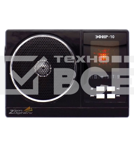 Радиоприемник Сигнал Эфир-10, черный, бат.2хR20 (не в компл.), 220V, USB, SD, micro-SD, 2 светод.фонар.