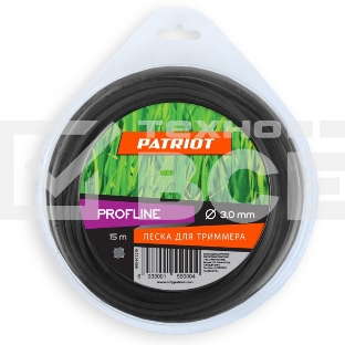 Леска для триммеров PATRIOT Profline D 3,0мм L 15мскрученный квадрат, черный 300-15-5