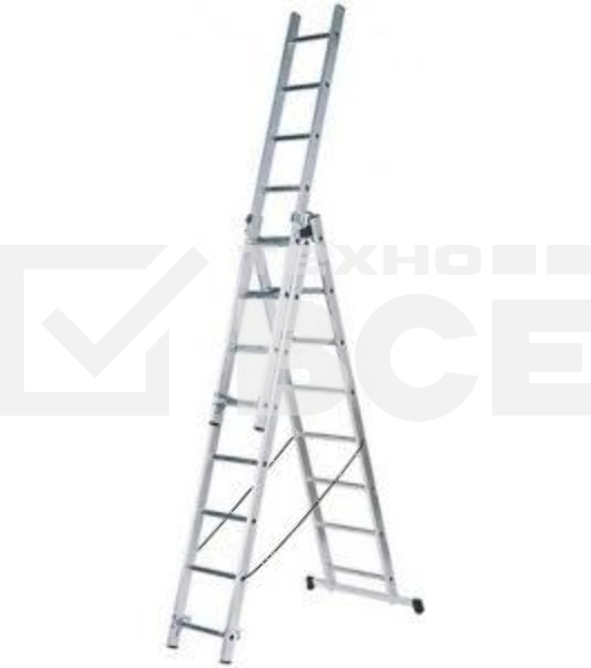 Лестница FIT 65432трехсекционная алюминиевая 3х7 ступеней h=202/339/476см вес 9.16кг