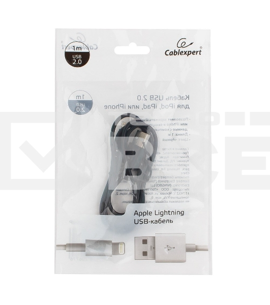 Кабель USB Cablexpert CC-USB-AP2MBP AM/Apple, для iPhone5/6 Lightning, 1м, черный, пакет