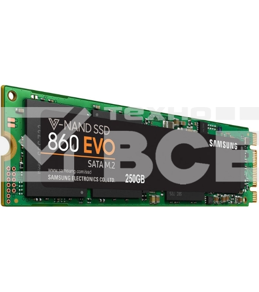 Накопитель SSD Samsung 860 EVO, 250Gb, SATA III, M.2 2280, R/W 550/520