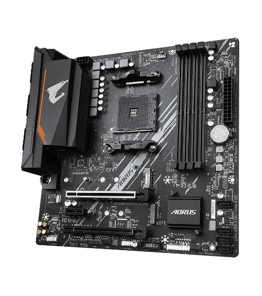 Материнская плата Gigabyte B550M AORUS ELITE, AM4, AMD B550, 4xDDR4, 4xSATA, 2xM.2, 1xPCI-E 4.0 x16, 1xPCI-E 3.0 x4, 1xPCI-E x1, 1xHDMI, 1xDVI-D, 1x 1Gb LAN, 4xUSB-A 2.0, 4xUSB-A 3.2 Gen 1, 3x3.5 мм, 7.1, Micro-ATX
