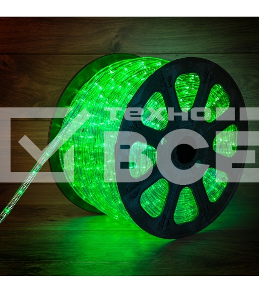Дюралайт LED, постоянное свечение (2W) - зеленый, 30 LED/м, бухта 100м
