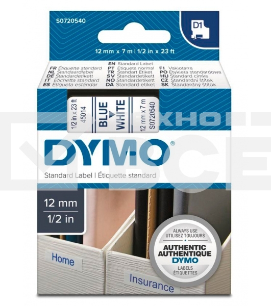 Картридж ленточный Dymo D1 S0720540 белый/синий для Dymo