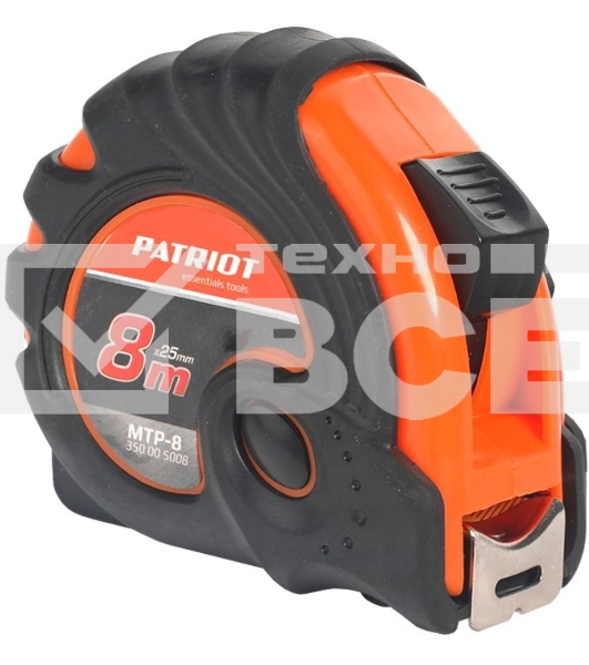 Рулетка PATRIOT MTP-8, ударопрочный корпус, обрезиненная, 8м