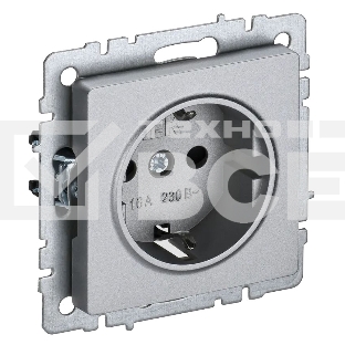 Розетка BRITE РС11-1-0-БрА 16А с заземл. без защ. шторки алюм. IEK BR-R11-16-K47