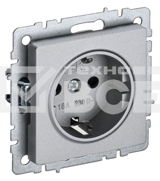 Розетка BRITE РС11-1-0-БрА 16А с заземл. без защ. шторки алюм. IEK BR-R11-16-K47