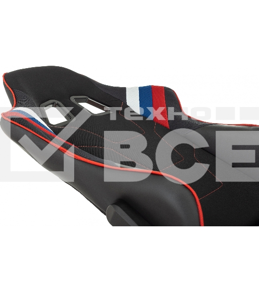 Кресло игровое Бюрократ VIKING 4 AERO RUS белый/синий/красный/черный, искусст. кожа/ткань, две подушки
