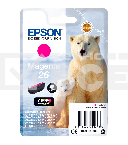 Картридж струйный Epson (C13T26134012/C13T26134010) пурпурный для Epson XP-70(300стр.)