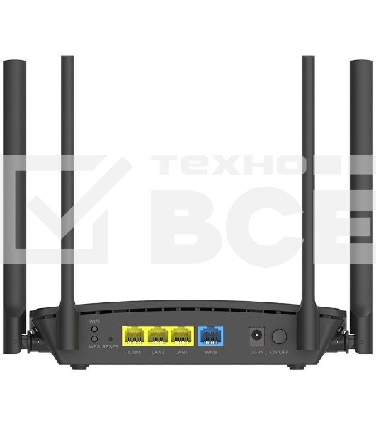 Двухдиапазонный Wi-Fi 6 маршрутизатор AX1500, 1x1000Base-T WAN, 3x1000Base-T LAN, 4 внешние антенны 5 dBi