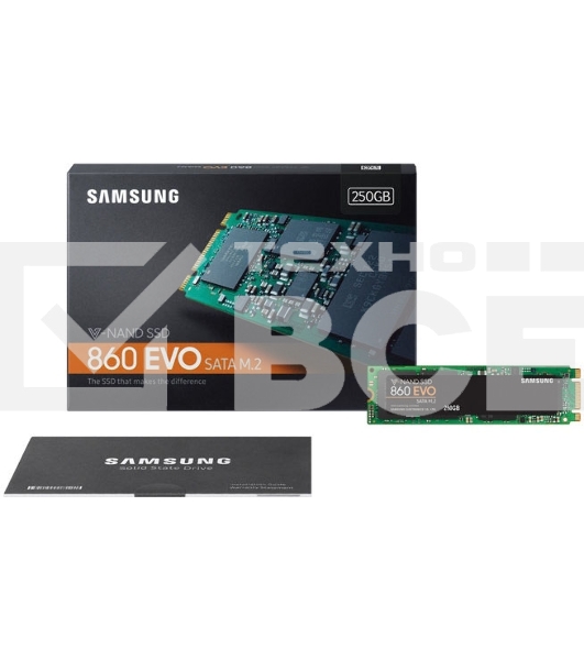 Накопитель SSD Samsung 860 EVO, 250Gb, SATA III, M.2 2280, R/W 550/520