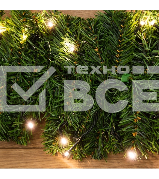 Еловый шлейф искусственный  2,7 м Теплое белое свечение 80 LED