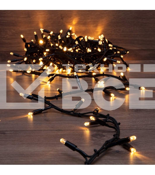Гирлянда «Кластер» 10 м, 200 LED, черный каучук, IP67, соединяемая, цвет свечения теплый белый NEON-NIGHT
