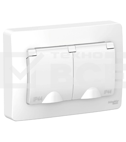 Розетка 2-м СП BLANCA 16А 250В с защ. крышкой защ. шторки с заземл. IP44 бел. SchE BLNRS441121
