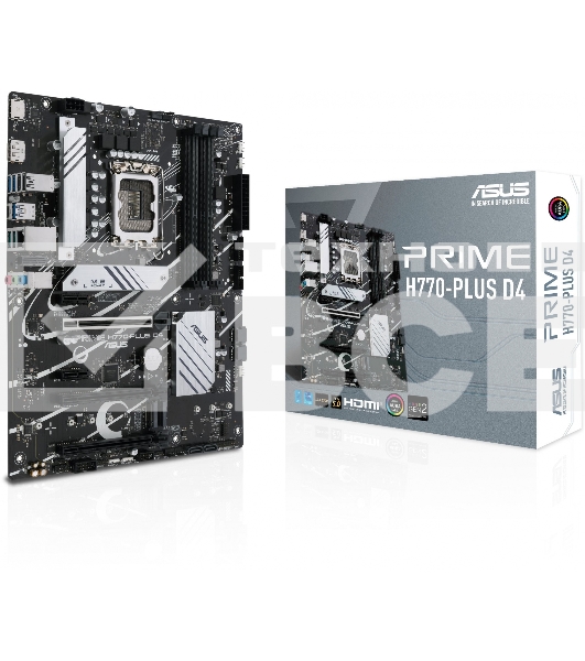 Материнская плата ASUS PRIME H770-PLUS D4, LGA 1700, Intel H770, 4xDDR4, 4xSATA, 3xM.2 PCIe 4.0 x4, 1xPCIe 5.0 x16, 2xPCIe 4.0 x4, 1xHDMI, 1xDP, 1xUSB-C 3.2 Gen 2, 2xUSB 3.2 Gen 2, 3xUSB 3.2 Gen 1, 1x 1Gb LAN, 3x3.5 мм, 7.1, ATX