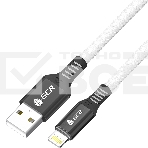 Кабель GCR PREMIUM 1.2m для iPhone, iPad, Air, AM/Lightning, MFI, белый нейлон, AL case черный, 28/24 AWG, GCR-53447, фото3