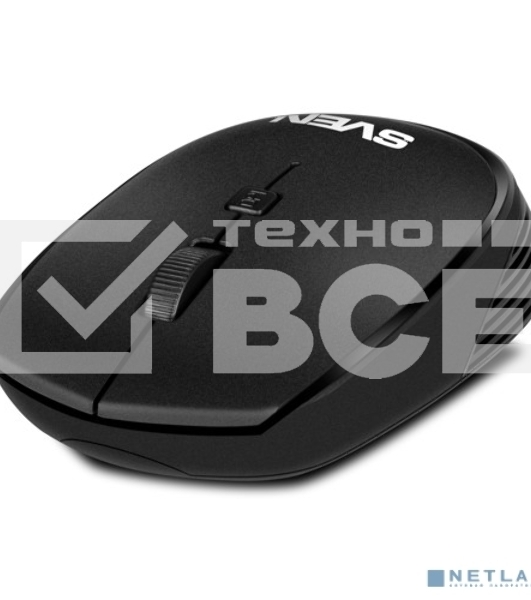 Мышь беспроводная SVEN RX-210W черный, 1400 dpi, радиоканал, USB, кнопки - 4