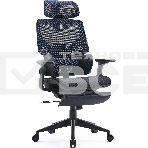 Кресло офисное Cactus CS-CHR-MC01-BLBK синий, сиденье черный, сетка/ткань, с подголов. крестов. пластик, подст. для ног, фото21