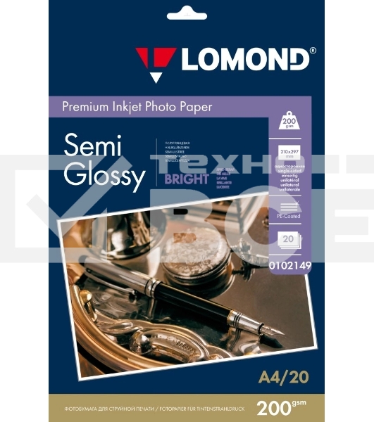 Фотобумага ПРЕМИУМ для стр.печати LOMOND А4,200 г/м2 односторонняя Bright Semi- Glossy(20л)