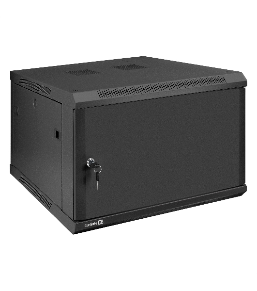 Шкаф телекоммуникационный 19' настенный 6U ExeGate EC-WM-6U.600.M.BLACK (19', 6U, 600x600x370 мм (ШхГхВ), передняя дверь металл, съемные боковые панели, пыле- и влагозащита IP23, черный RAL 9004)