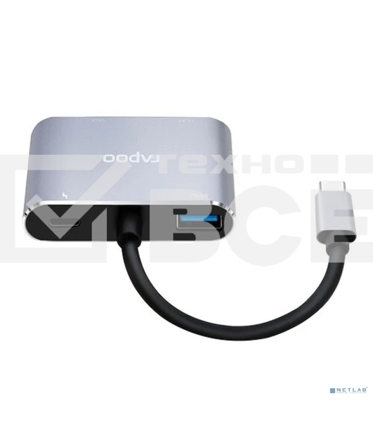 Мультифункциональный адаптер Rapoo XD30, 1xHDMI, 1xVGA, серый (1 год)